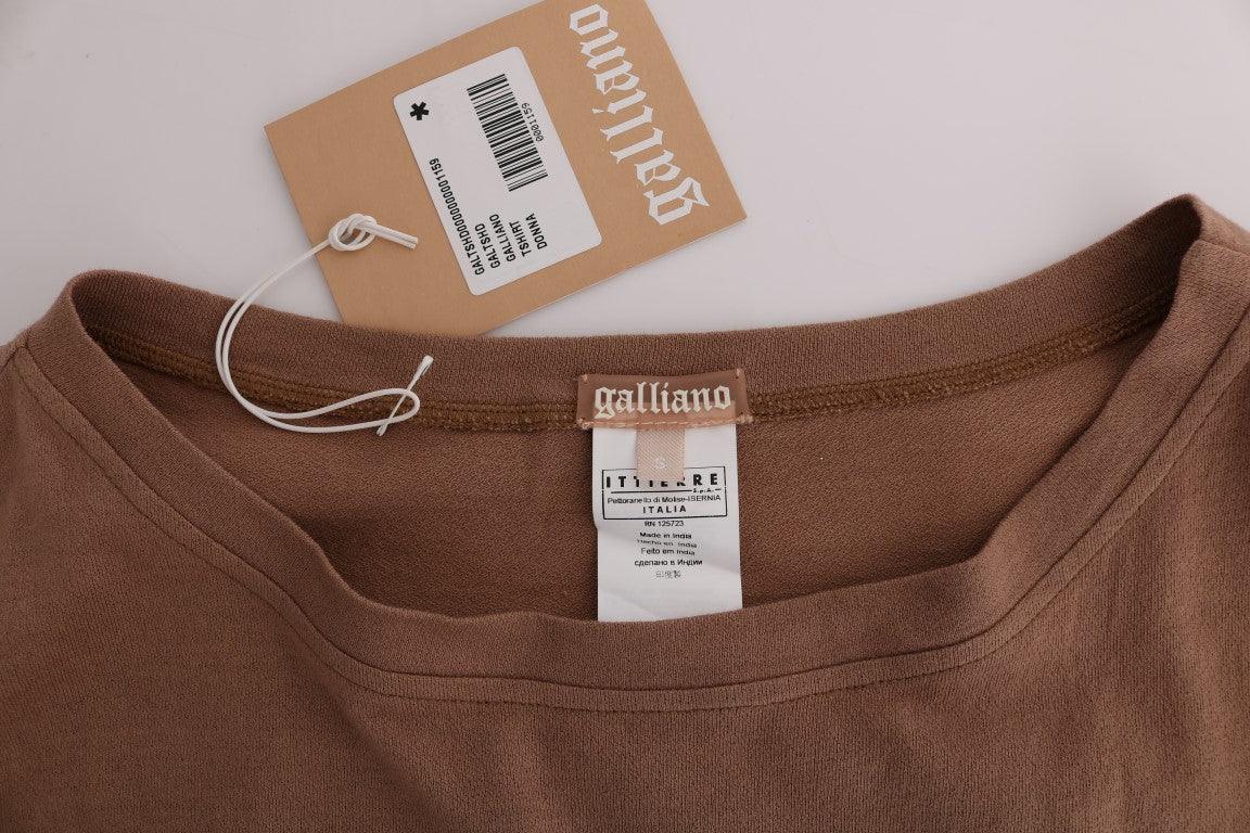 John Galliano Chic Brown Crewneck Cotton Sweater - Arichezz.store