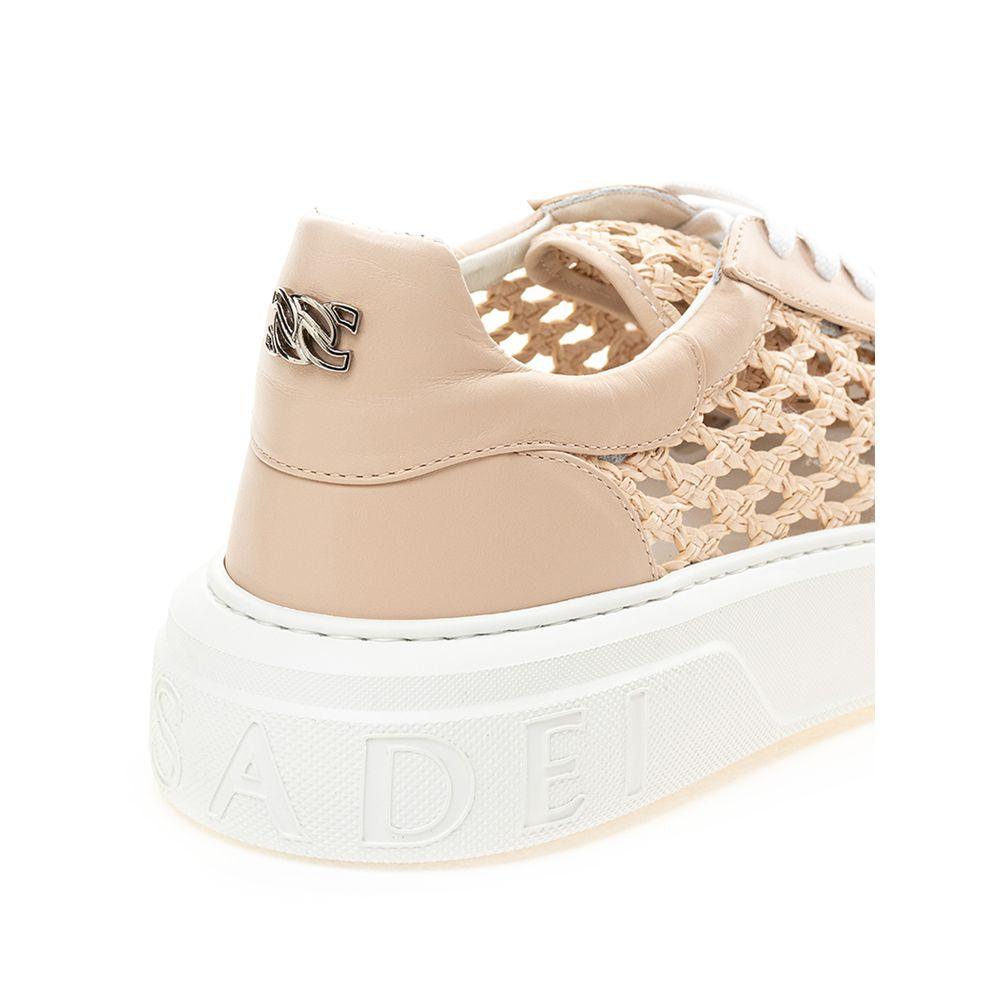 Casadei Chic Beige Leather Sneakers - Arichezz.store