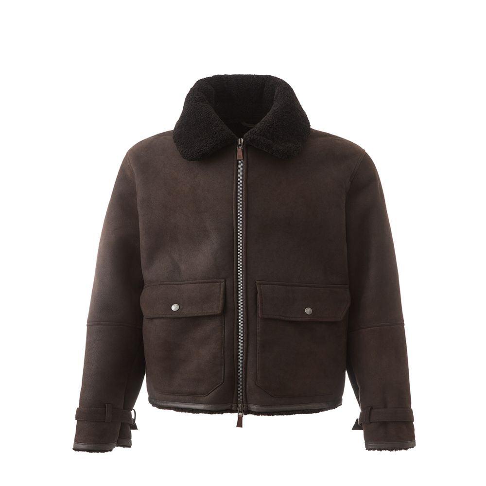 Lardini Elegant Montone Leather Brown Jacket - Arichezz.store