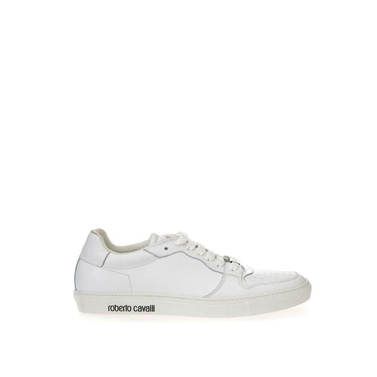 Roberto Cavalli White Leather Sneakers Luxe Footwear - Arichezz.store