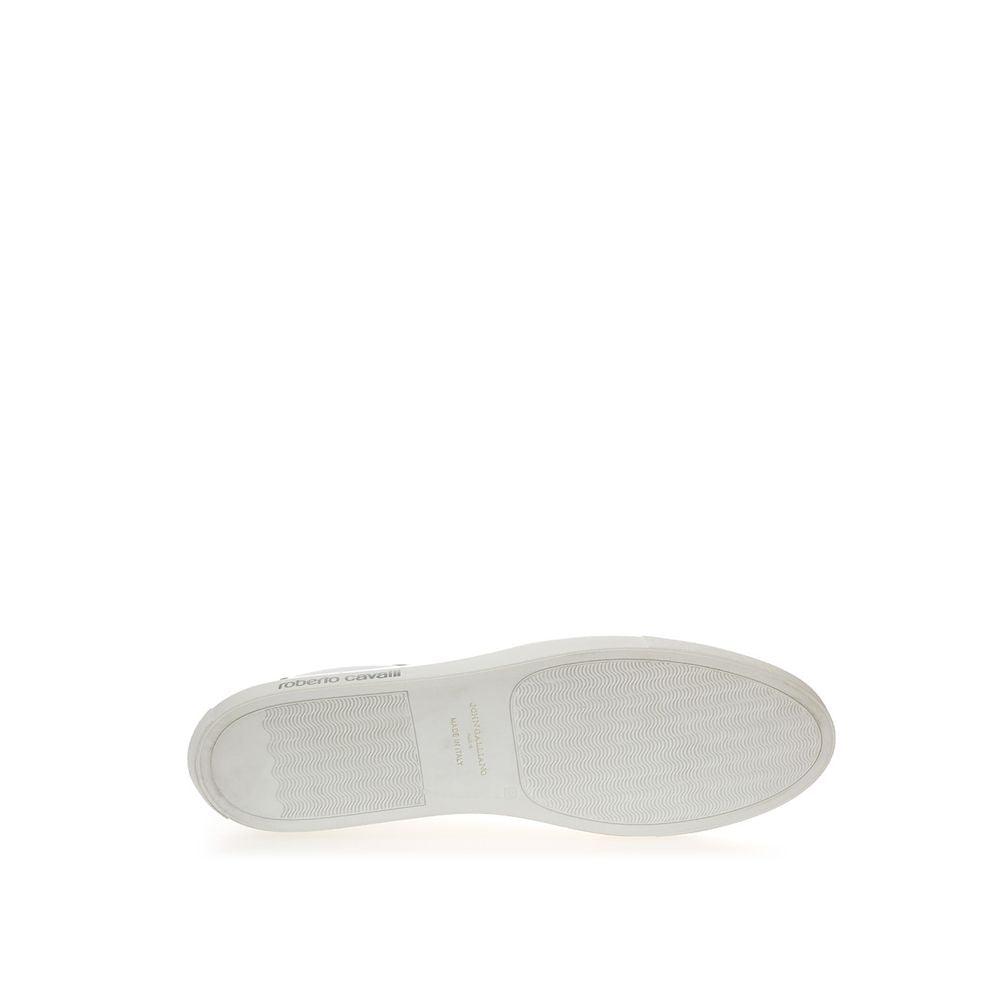 Roberto Cavalli White Leather Sneakers Luxe Footwear - Arichezz.store