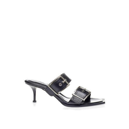 Alexander McQueen Elevate Your Steps in Timeless Black Leather Sandals - Arichezz.store