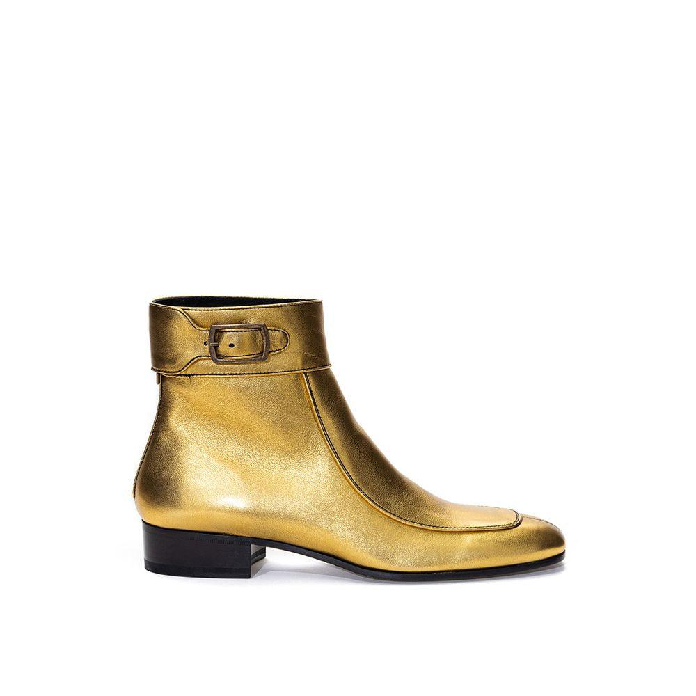 Saint Laurent Gold Leather Boot - Arichezz.store