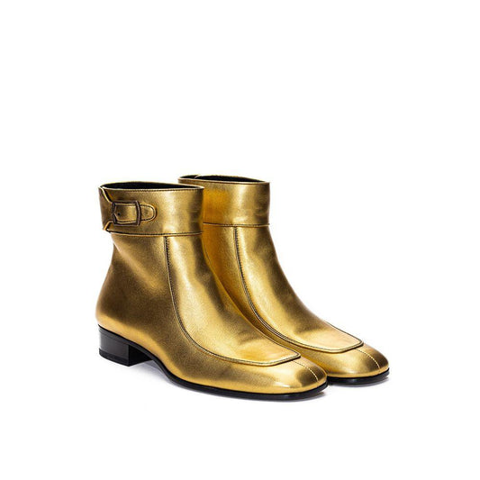 Saint Laurent Gold Leather Boot - Arichezz.store