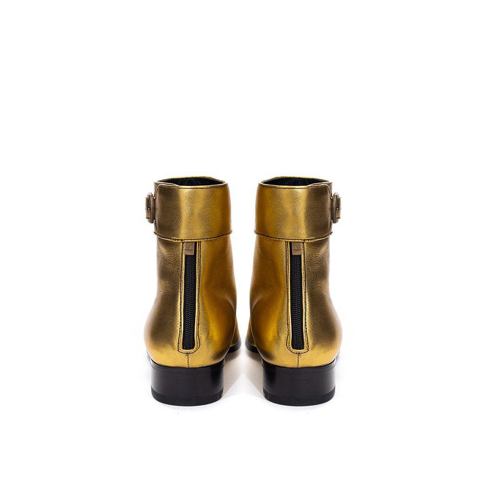 Saint Laurent Gold Leather Boot - Arichezz.store