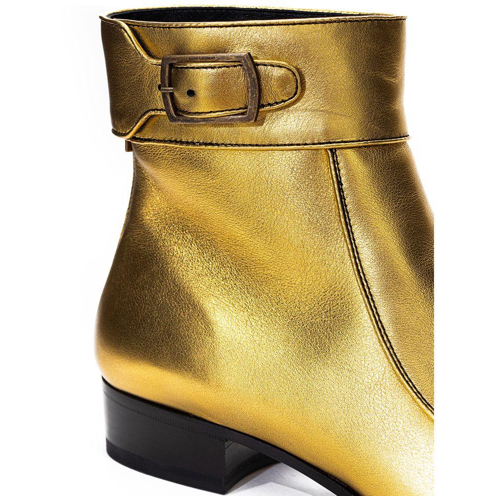 Saint Laurent Gold Leather Boot - Arichezz.store