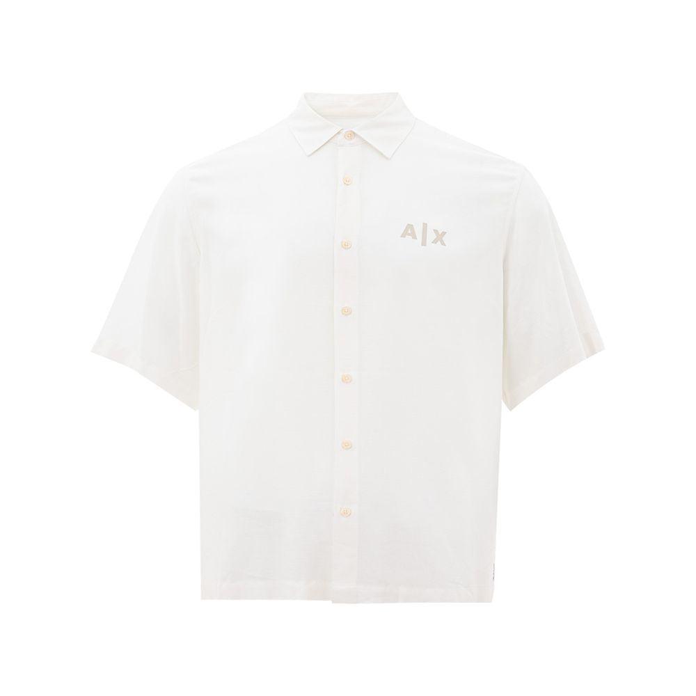 Armani Exchange Elegant White Viscose Shirt for Men - Arichezz.store