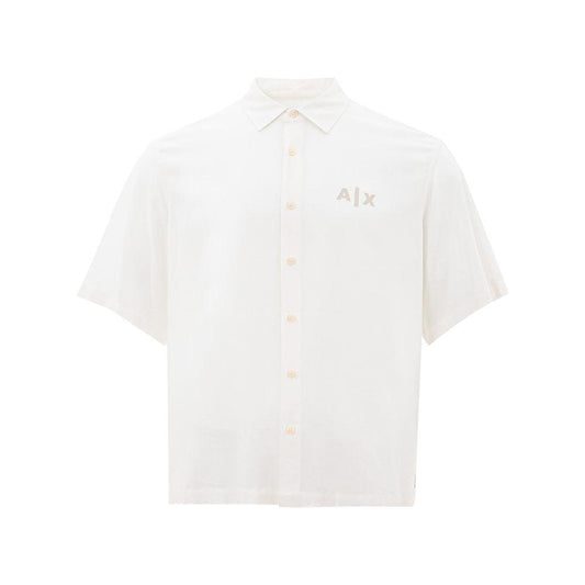 Armani Exchange Elegant White Viscose Shirt for Men - Arichezz.store