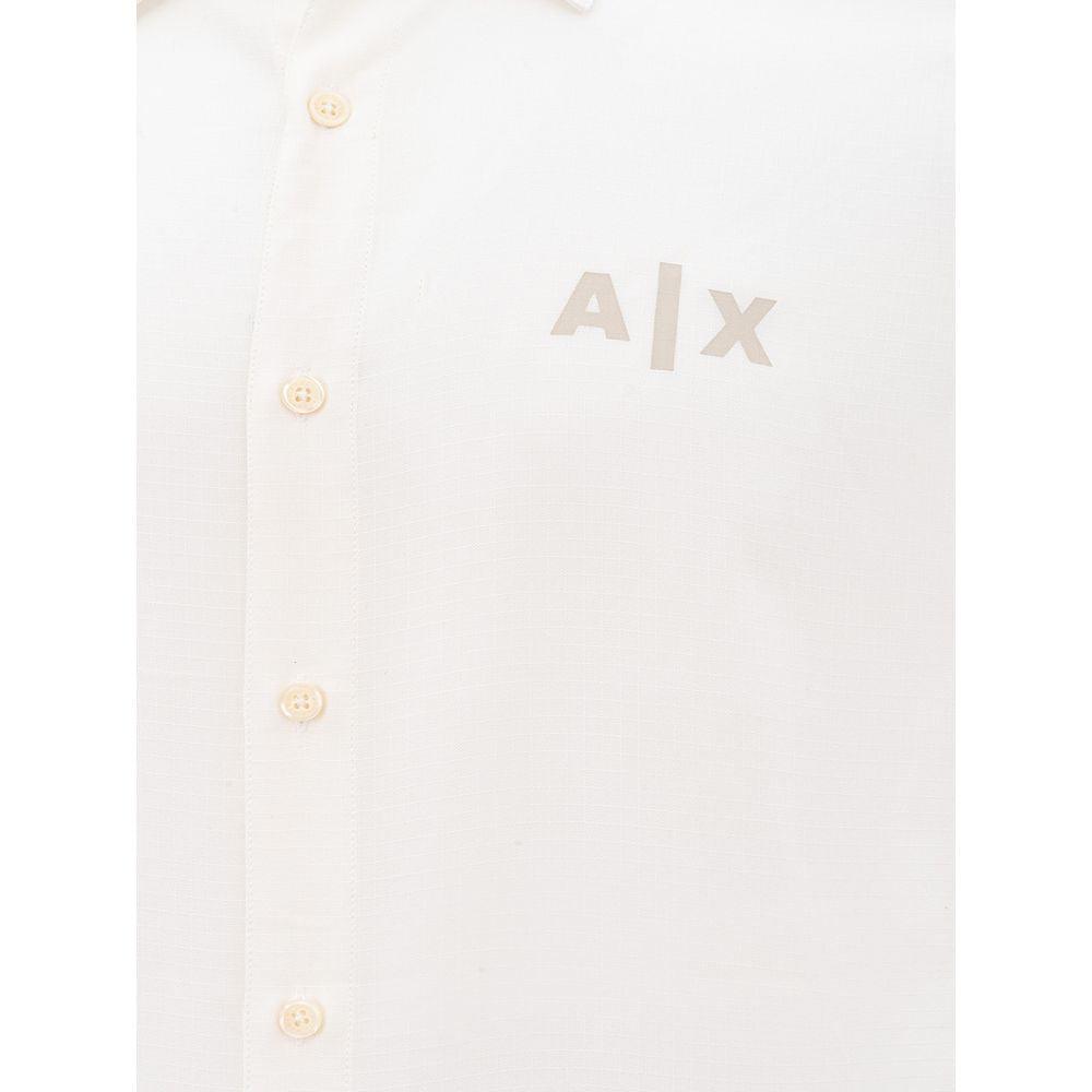 Armani Exchange Elegant White Viscose Shirt for Men - Arichezz.store