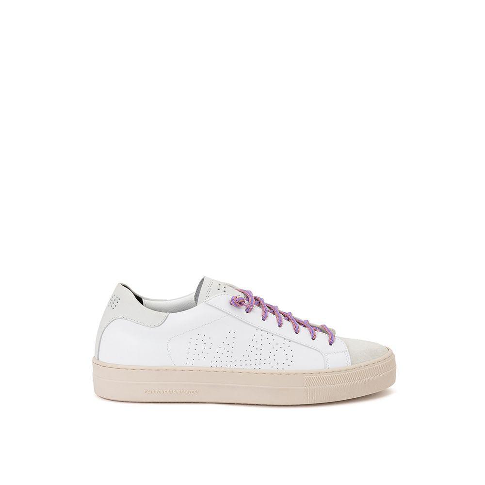 P448 Thea White Leather Sneaker with Fuchsia Laces - Arichezz.store