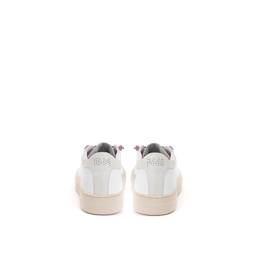 P448 Thea White Leather Sneaker with Fuchsia Laces - Arichezz.store