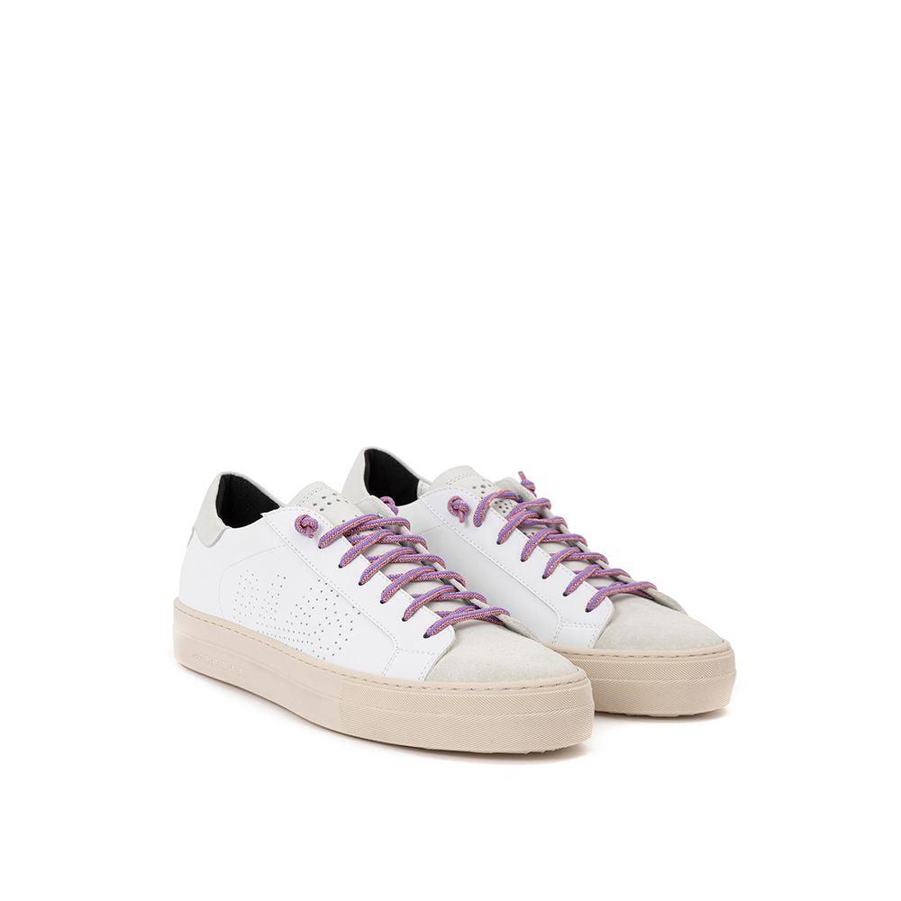 P448 Thea White Leather Sneaker with Fuchsia Laces - Arichezz.store