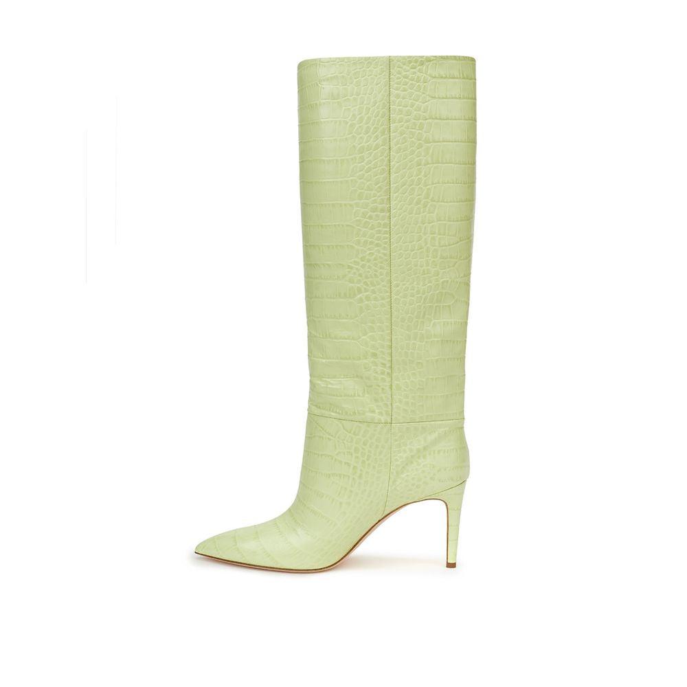 Paris Texas Yellow Stiletto Knee-High Leather Boot - Arichezz.store