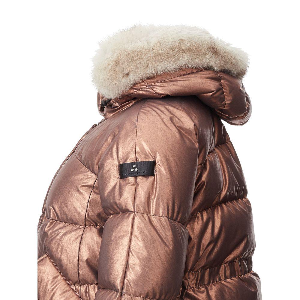 Peuterey Pink Polyester Padded Jacket with Removable Fur Collar - Arichezz.store