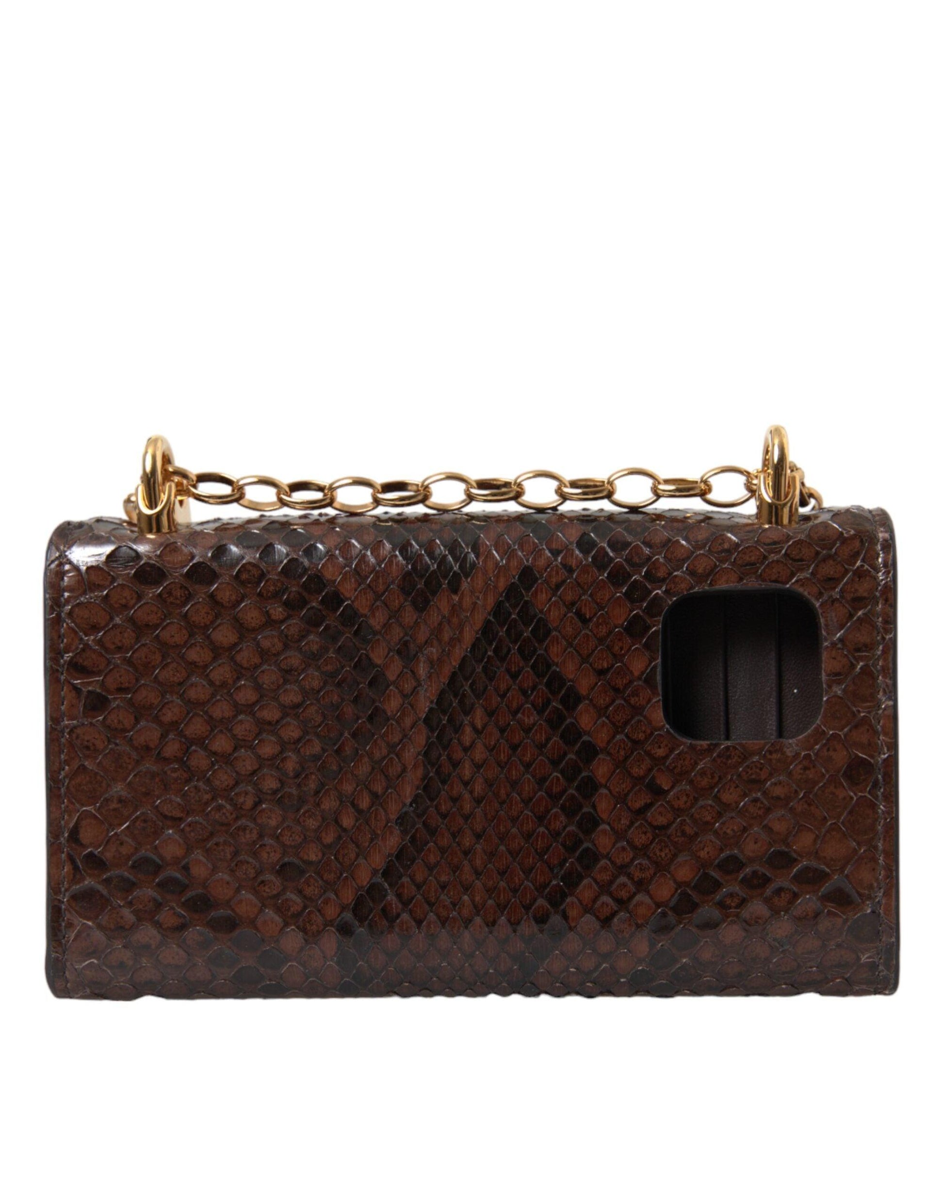 Dolce & Gabbana Brown Python Leather DG Girls Crossbody Phone Bag - Arichezz.store