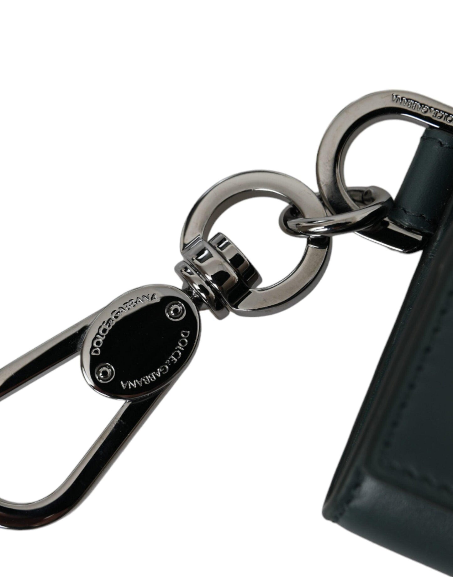 Dolce & Gabbana Green Leather DG Logo Keyring Coin Purse Keyring Wallet - Arichezz.store