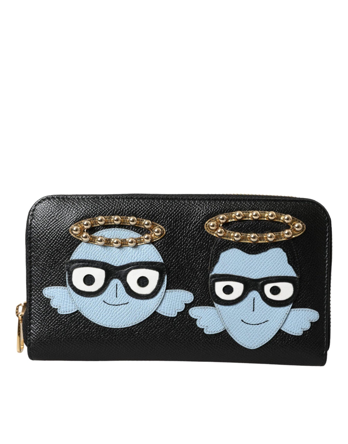 Dolce & Gabbana Black Blue Leather #DGFAMILY Zipper Continental Men Wallet - Arichezz.store