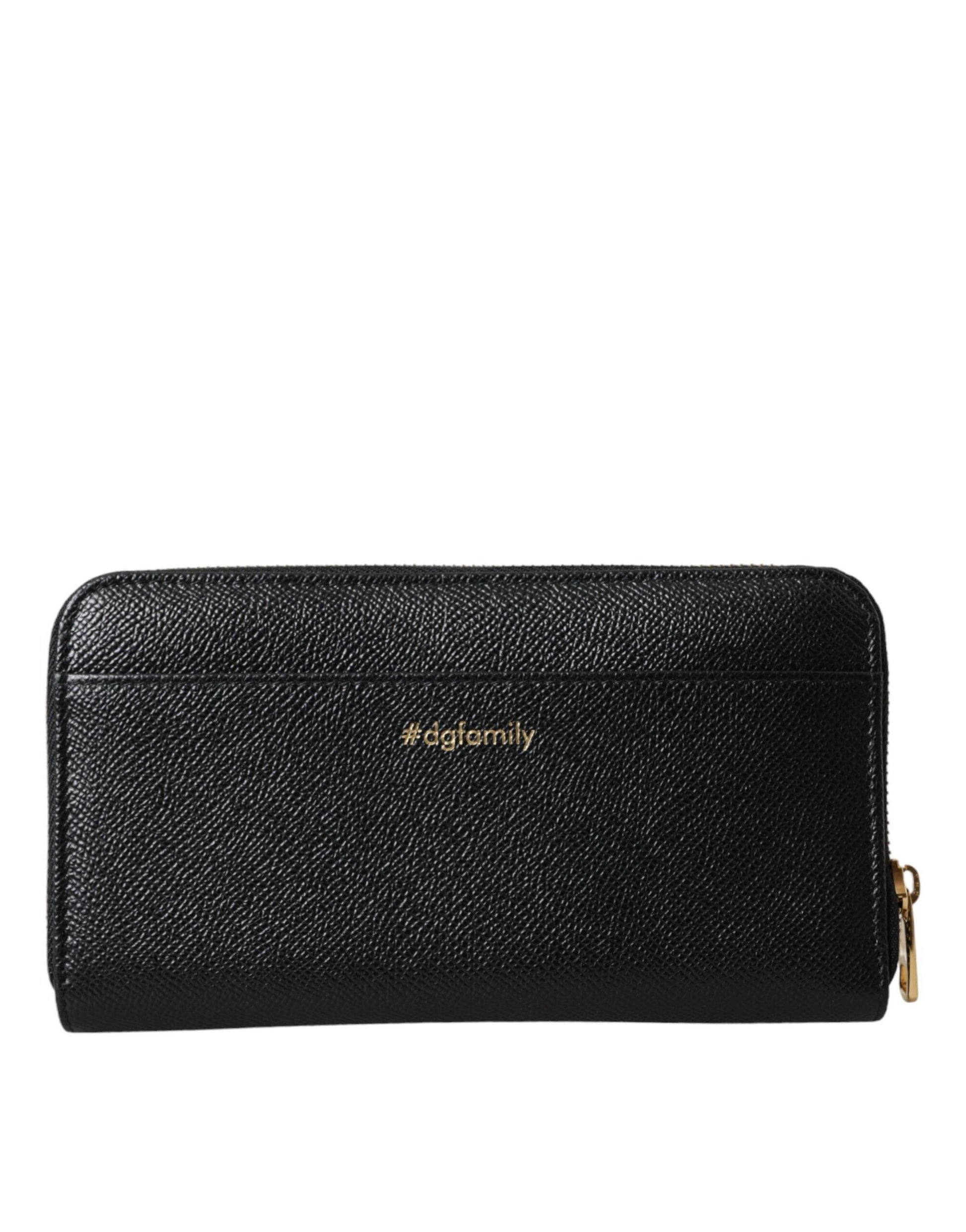 Dolce & Gabbana Black Blue Leather #DGFAMILY Zipper Continental Men Wallet - Arichezz.store