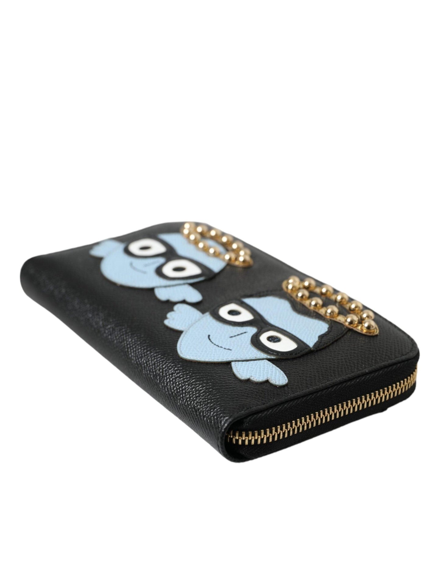 Dolce & Gabbana Black Blue Leather #DGFAMILY Zipper Continental Men Wallet - Arichezz.store