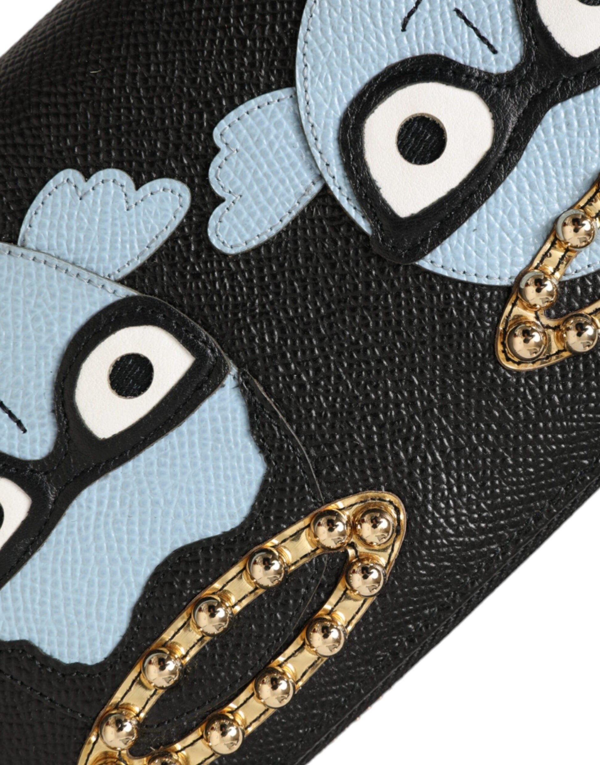 Dolce & Gabbana Black Blue Leather #DGFAMILY Zipper Continental Men Wallet - Arichezz.store