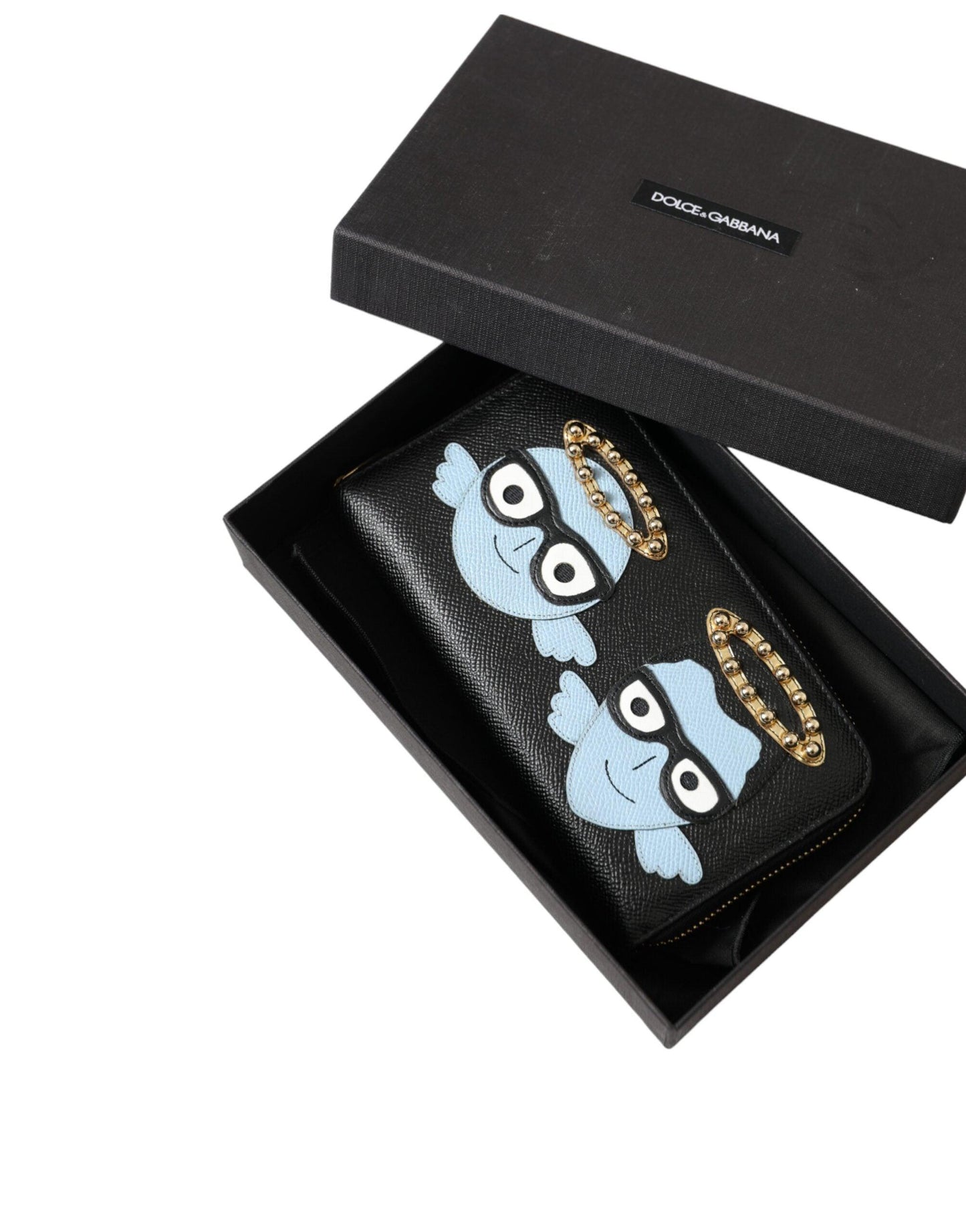 Dolce & Gabbana Black Blue Leather #DGFAMILY Zipper Continental Men Wallet - Arichezz.store