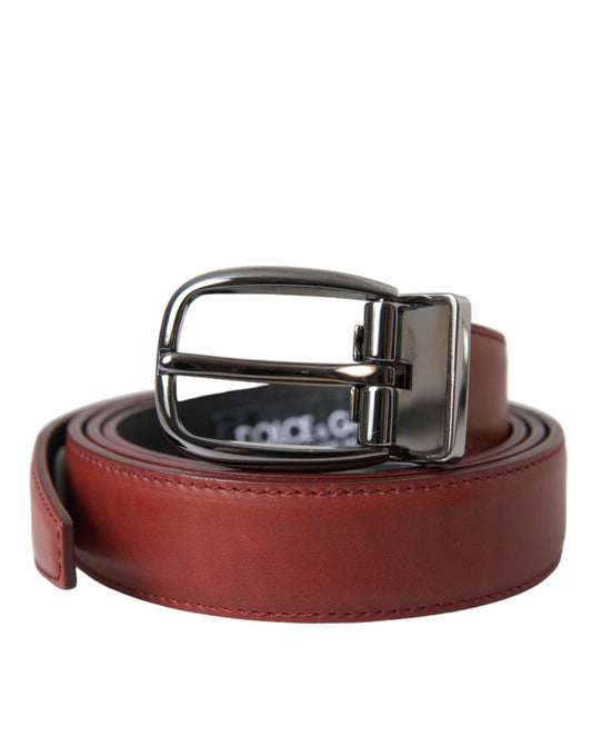 Dolce & Gabbana Brown Leather Silver Metal Buckle Belt Men - Arichezz.store