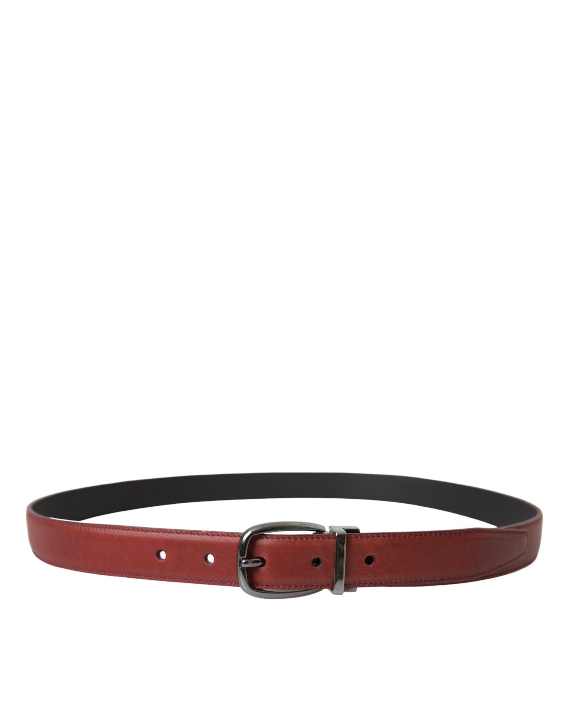 Dolce & Gabbana Brown Leather Silver Metal Buckle Belt Men - Arichezz.store