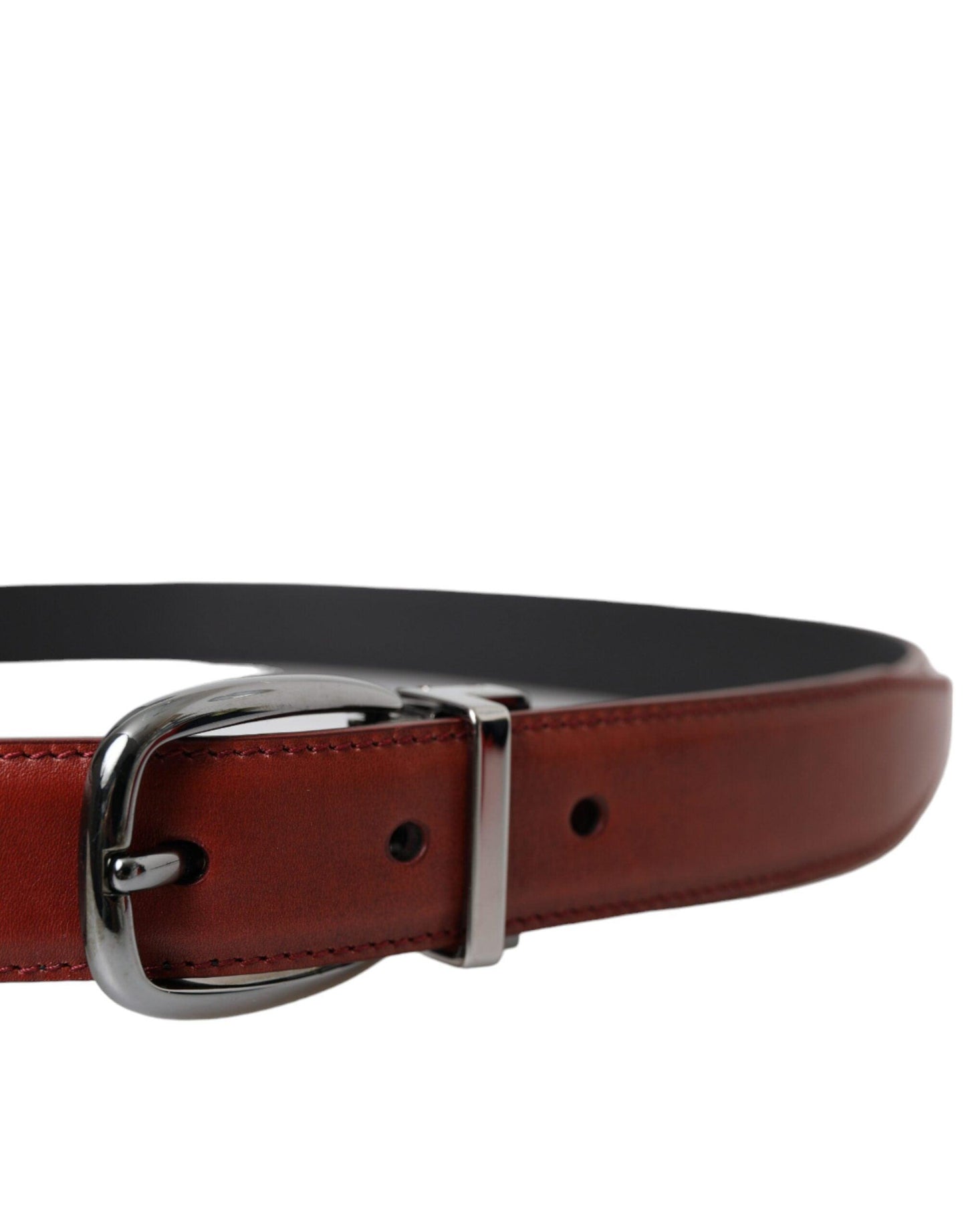 Dolce & Gabbana Brown Leather Silver Metal Buckle Belt Men - Arichezz.store