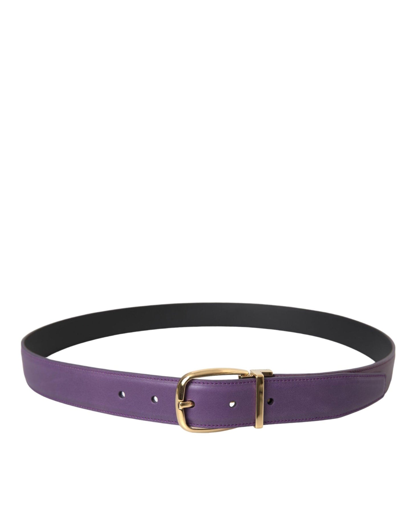 Dolce & Gabbana Purple Leather Gold Metal Buckle Belt Men - Arichezz.store