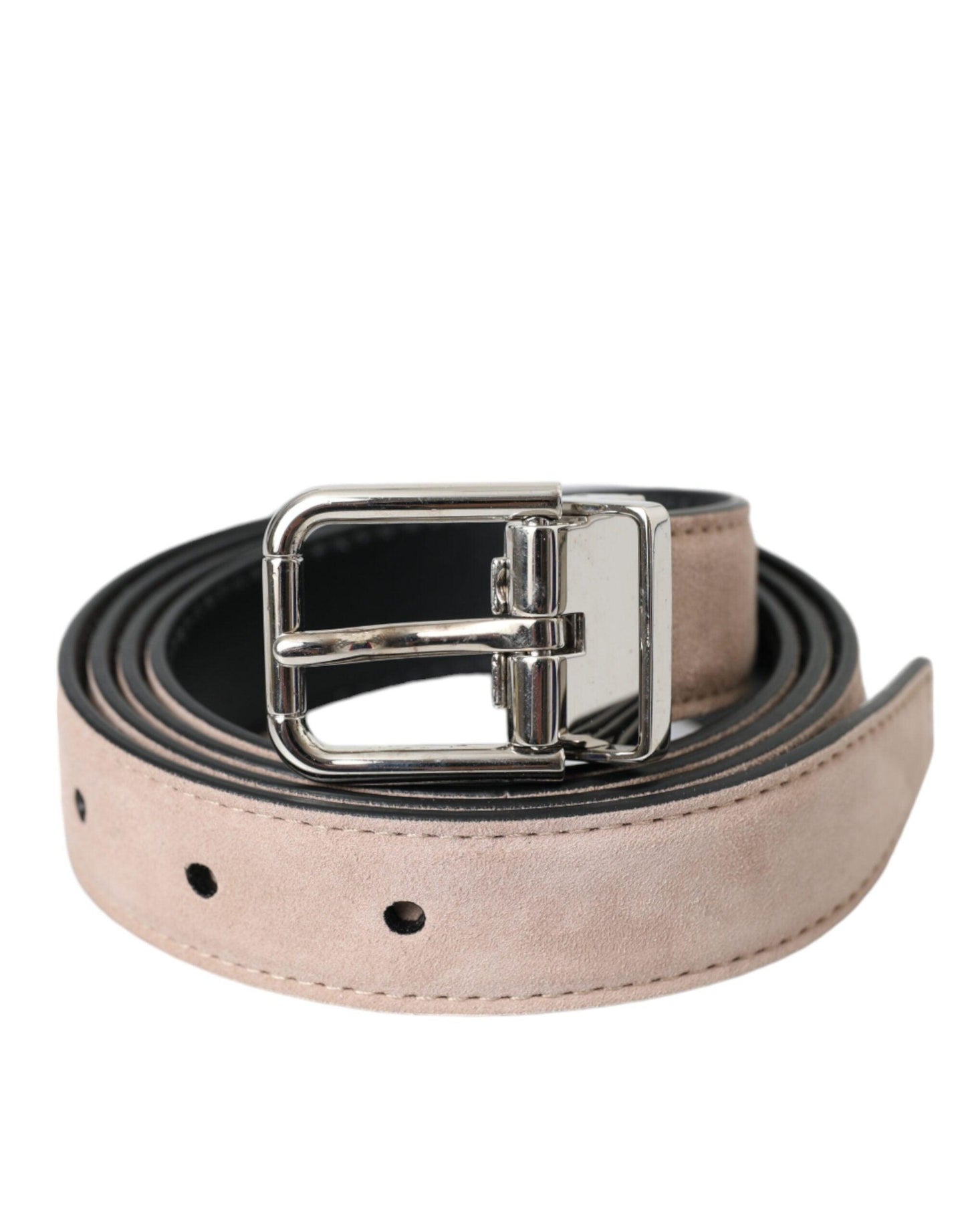 Dolce & Gabbana Beige Suede Leather Silver Buckle Belt Men - Arichezz.store