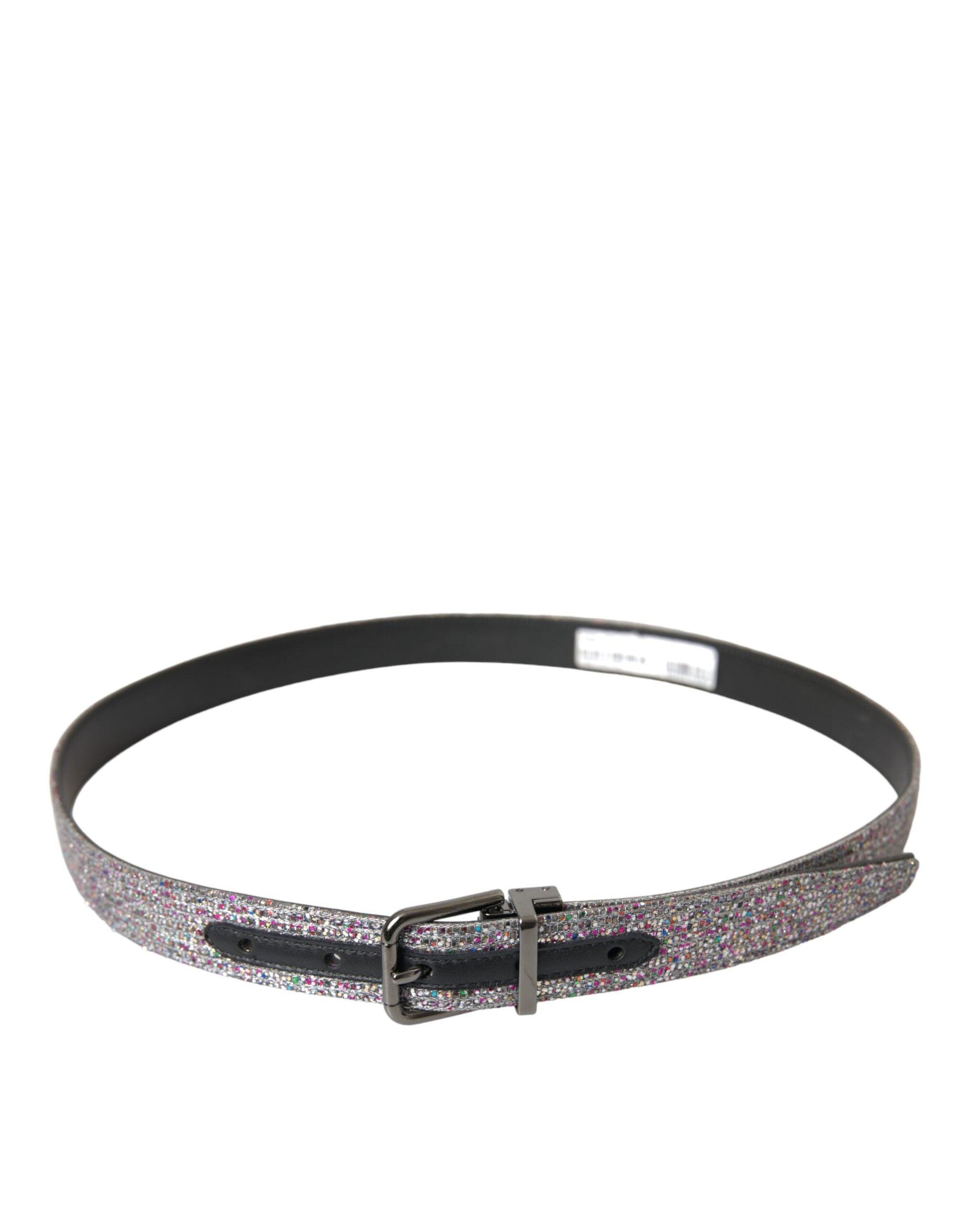 Dolce & Gabbana Multicolor Embellished Silver Metal Buckle Belt - Arichezz.store