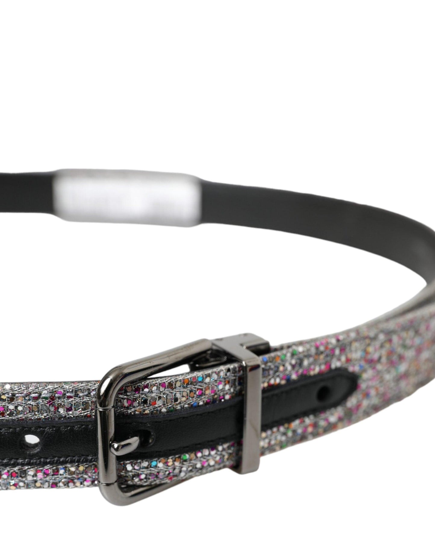 Dolce & Gabbana Multicolor Embellished Silver Metal Buckle Belt - Arichezz.store