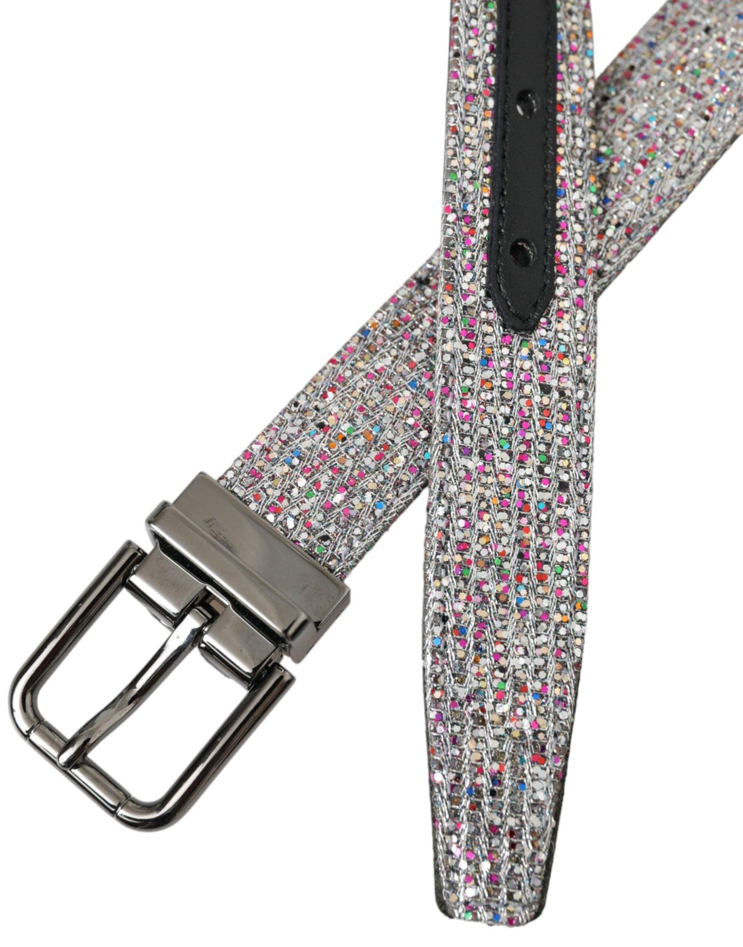 Dolce & Gabbana Multicolor Embellished Silver Metal Buckle Belt - Arichezz.store