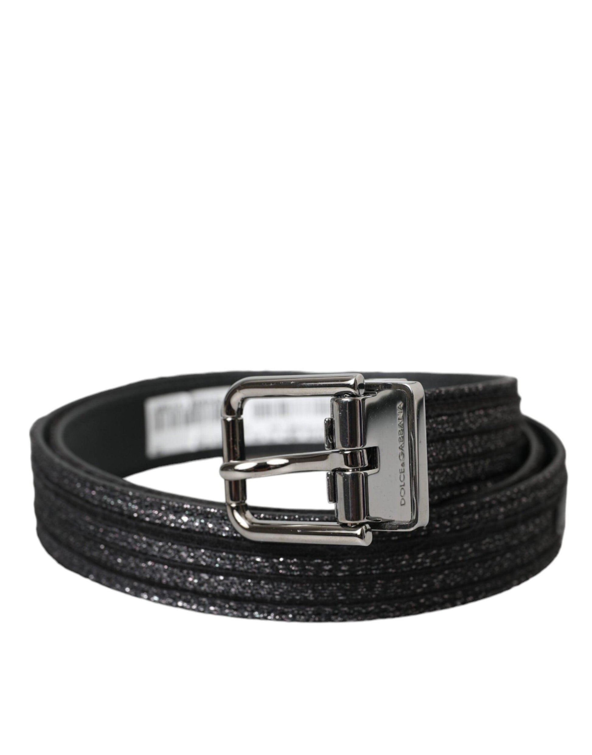 Dolce & Gabbana Black Jacquard Stripes Silver Metal Buckle Belt - Arichezz.store