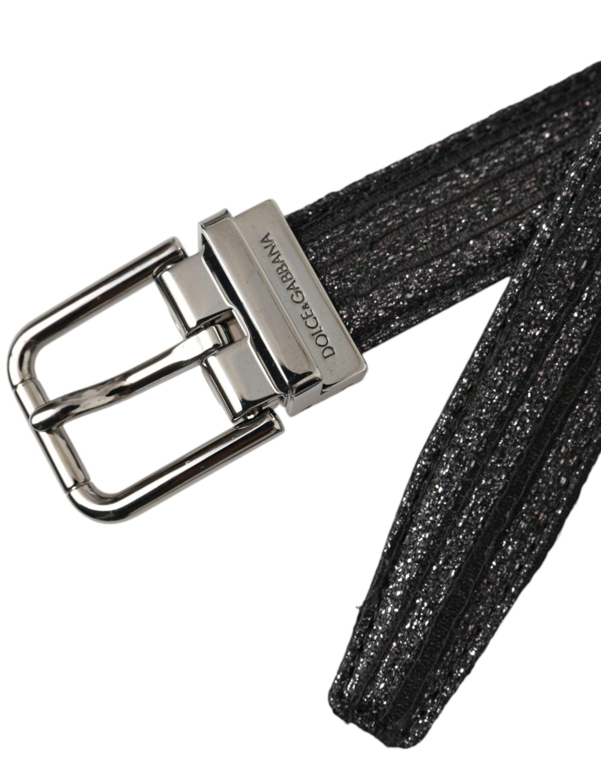 Dolce & Gabbana Black Jacquard Stripes Silver Metal Buckle Belt - Arichezz.store