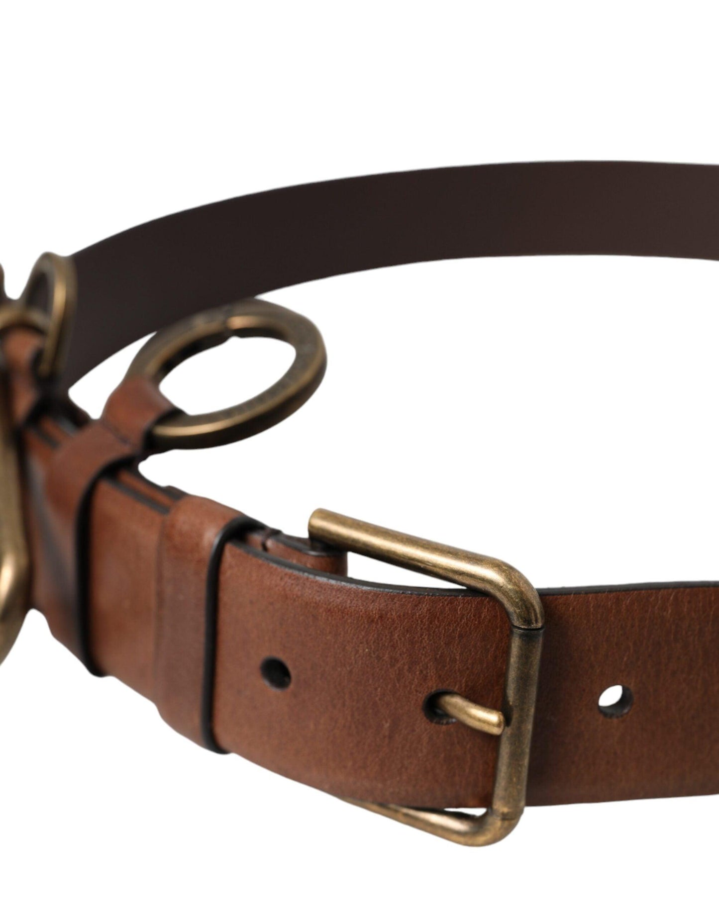 Dolce & Gabbana Brown Calf Leather Gold Metal Buckle Belt Men - Arichezz.store