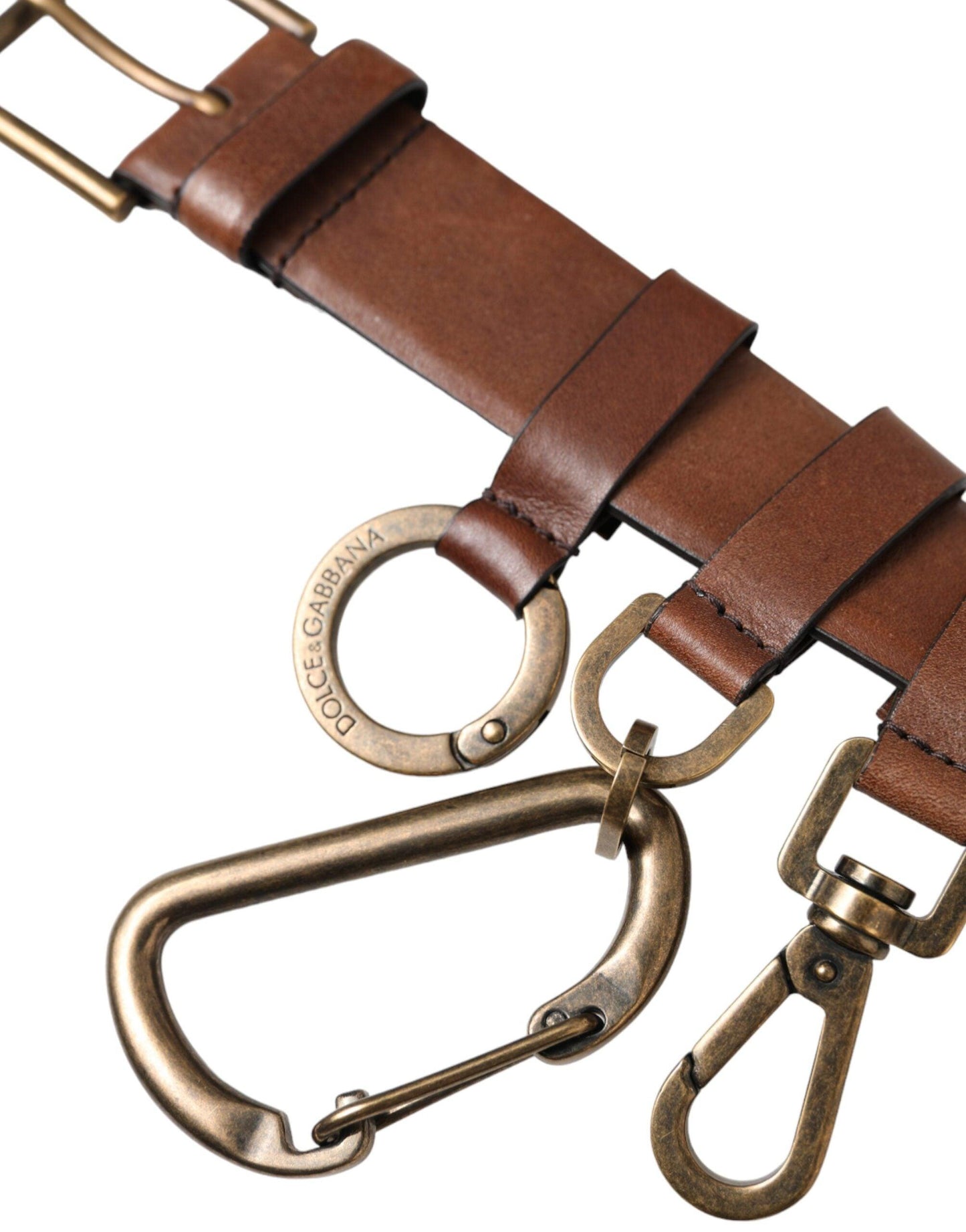 Dolce & Gabbana Brown Calf Leather Gold Metal Buckle Belt Men - Arichezz.store