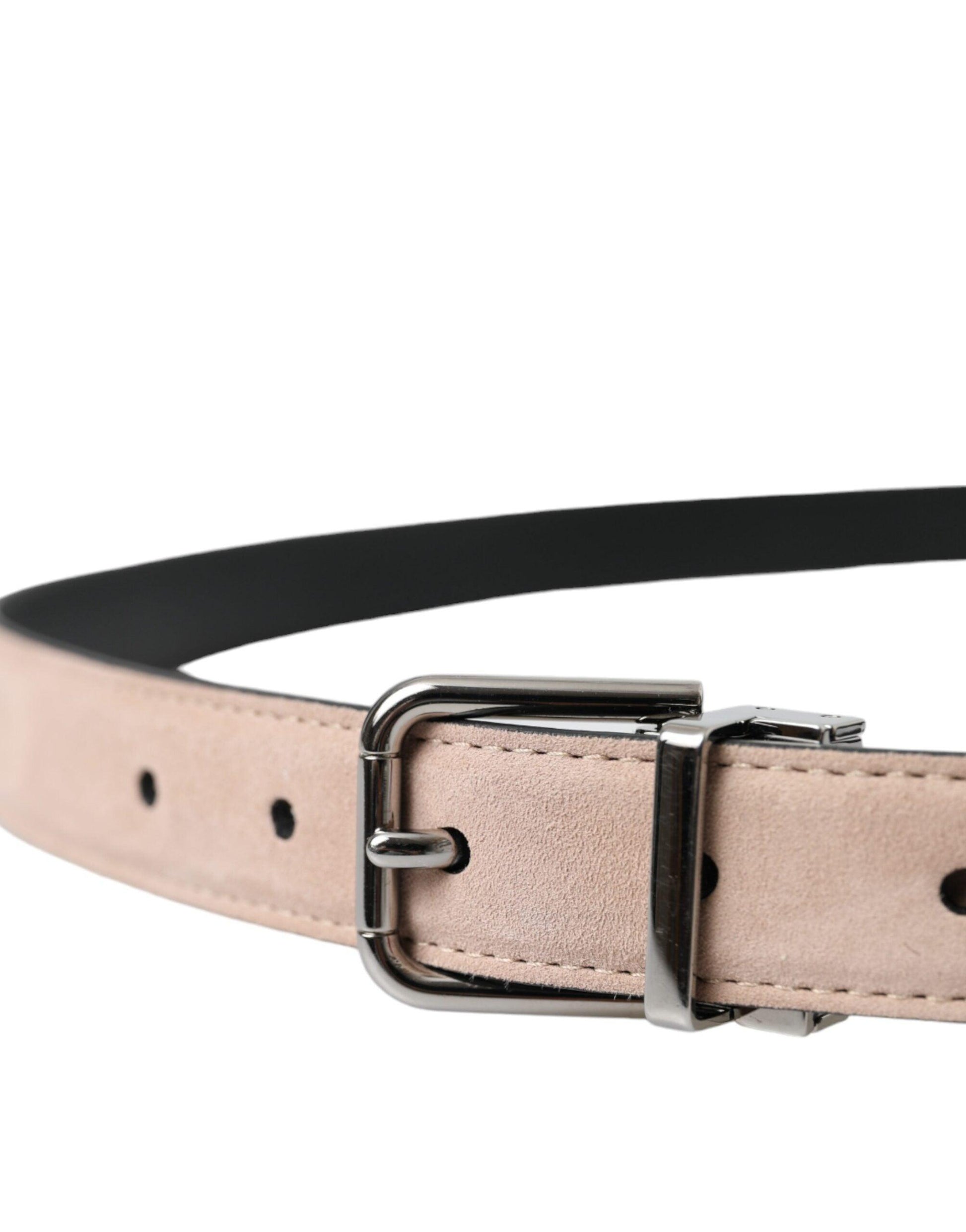 Dolce & Gabbana Beige Suede Leather Silver Buckle Belt Men - Arichezz.store