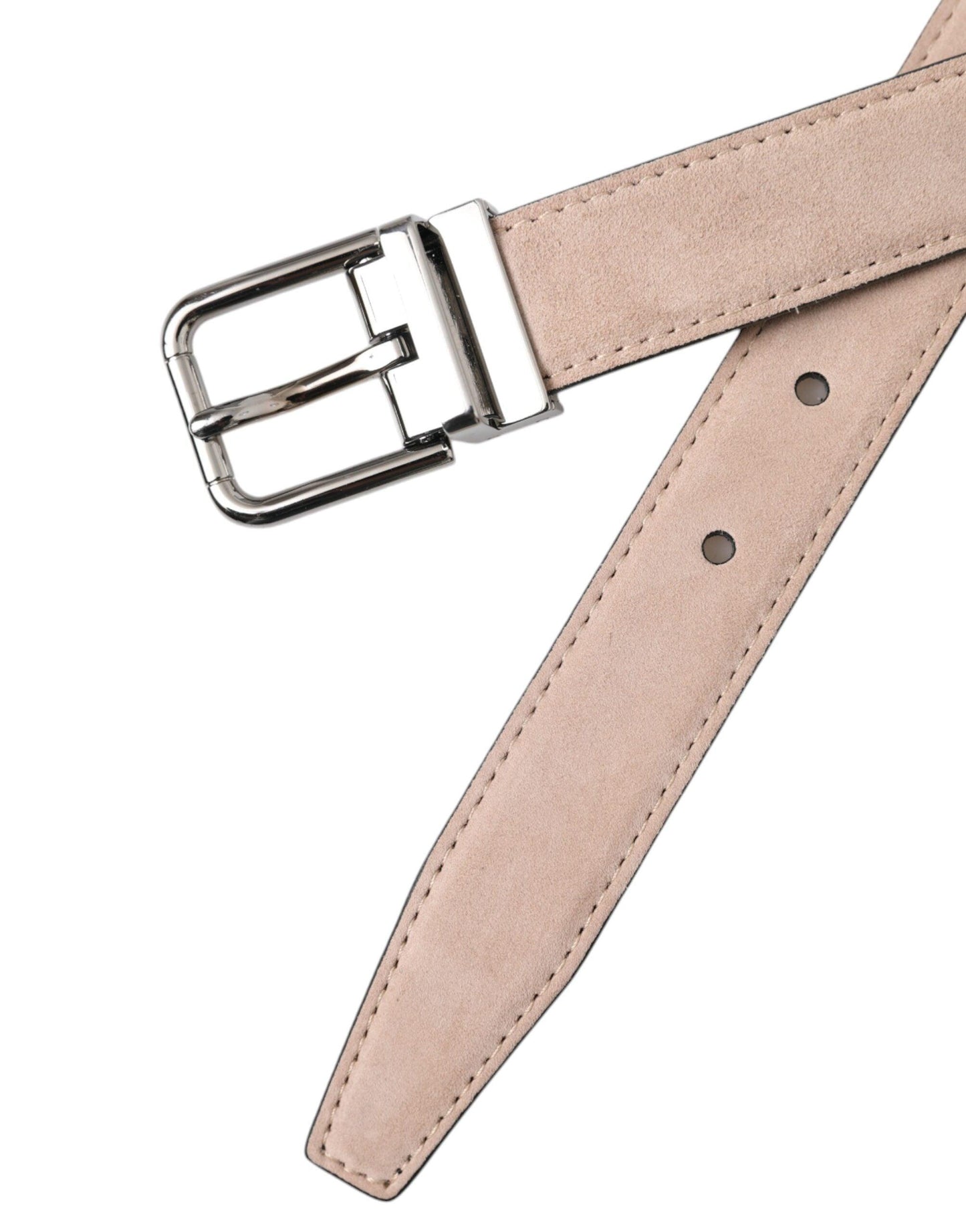 Dolce & Gabbana Beige Suede Leather Silver Buckle Belt Men - Arichezz.store