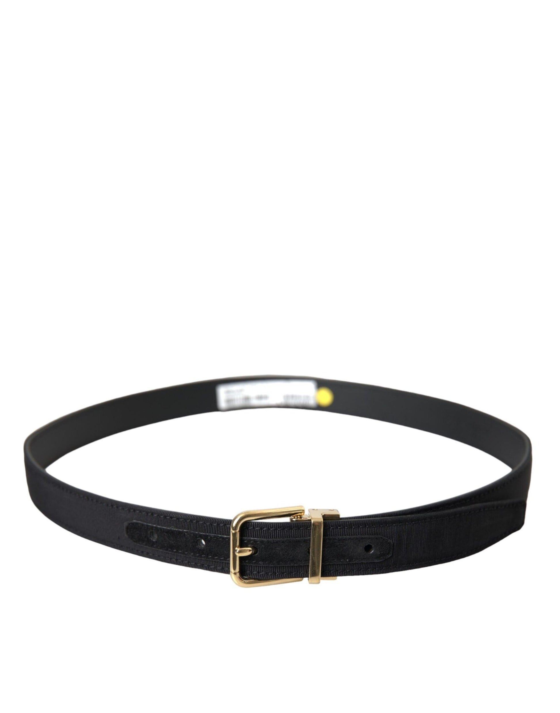 Dolce & Gabbana Black Gros Grain Gold Metal Buckle Belt Men - Arichezz.store