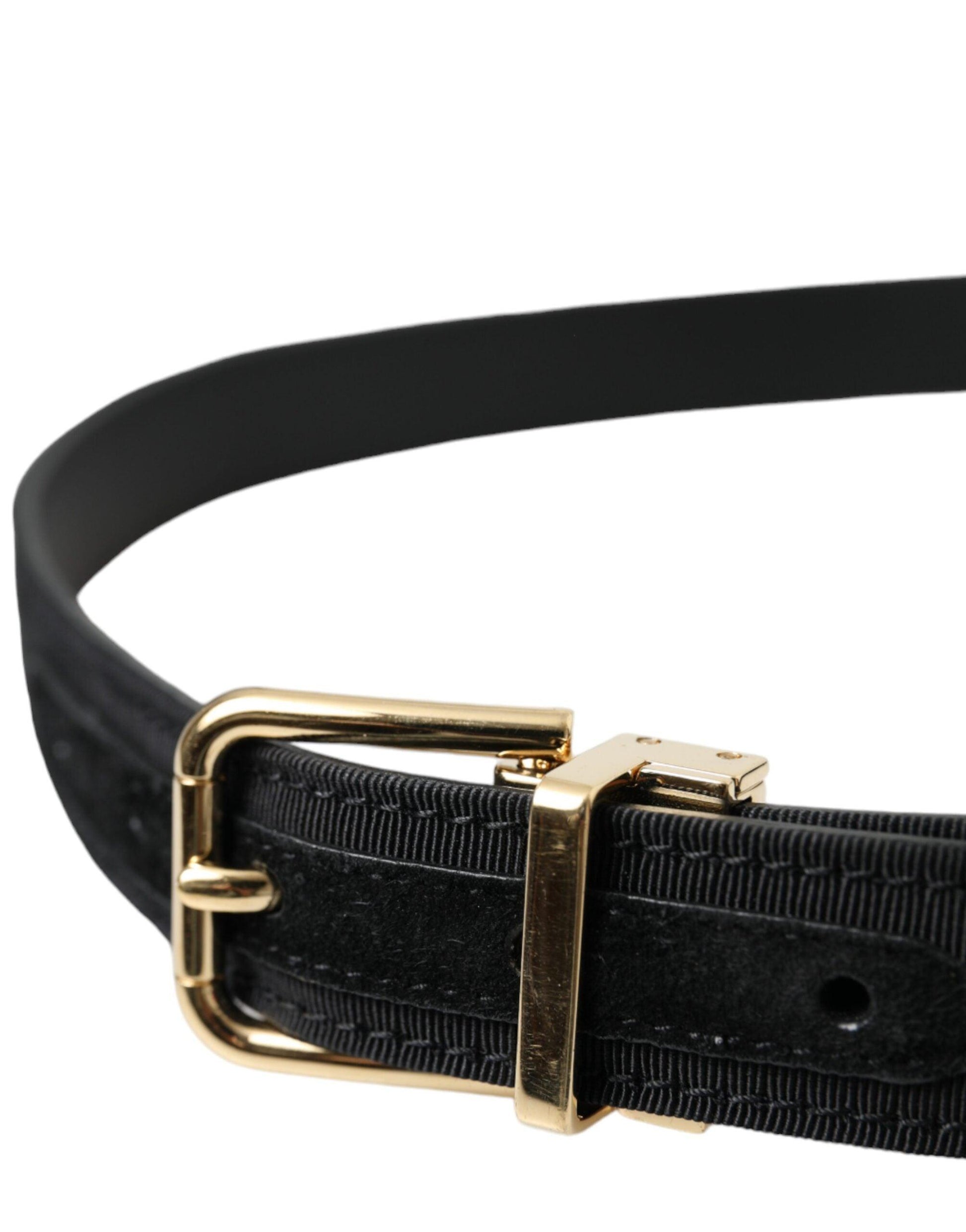 Dolce & Gabbana Black Gros Grain Gold Metal Buckle Belt Men - Arichezz.store