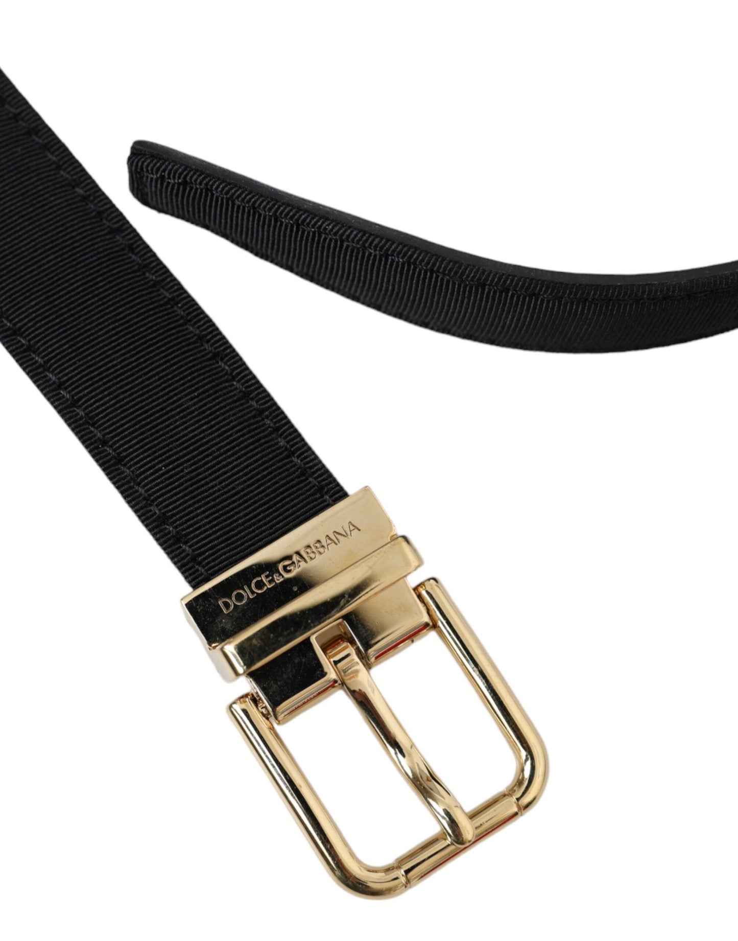 Dolce & Gabbana Black Gros Grain Gold Metal Buckle Belt Men - Arichezz.store