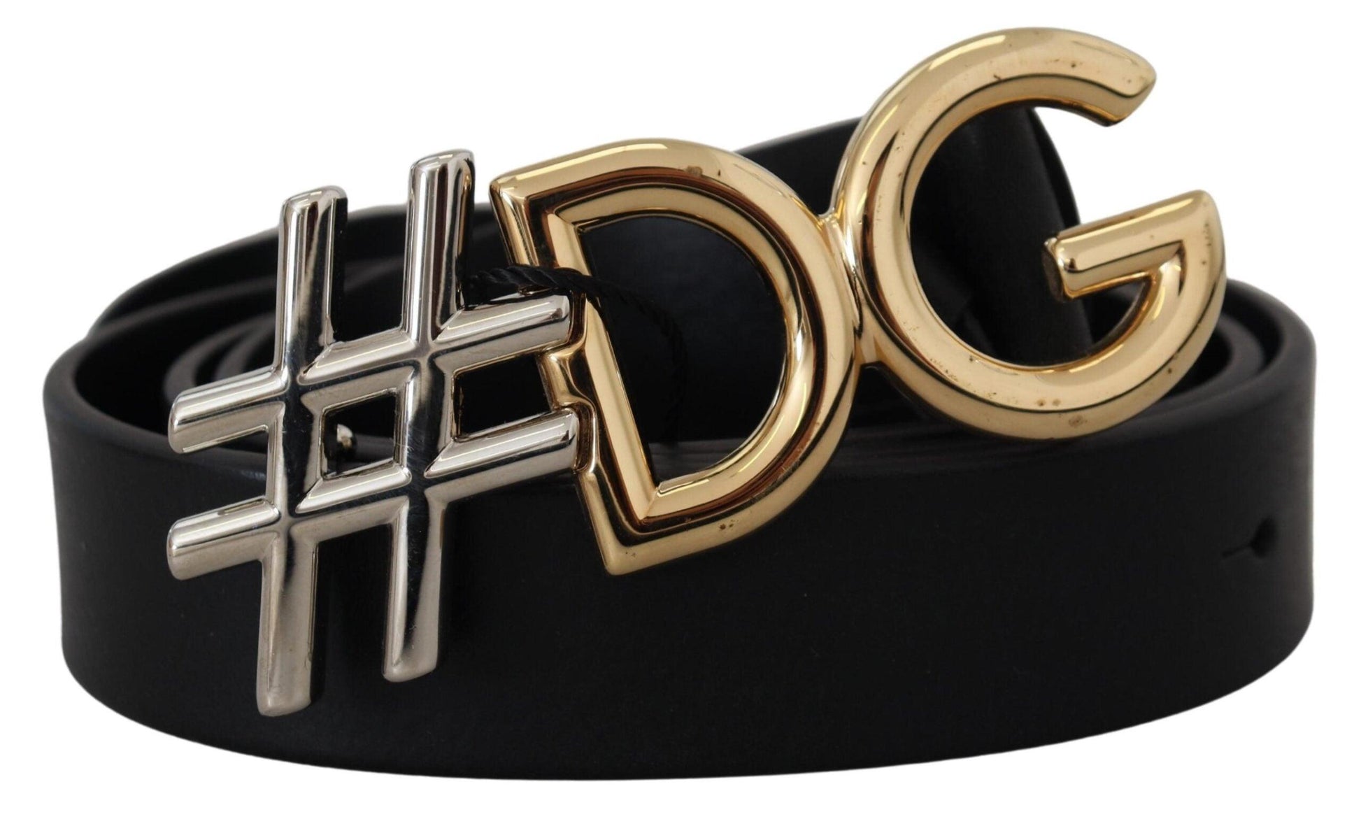 Dolce & Gabbana Black Leather Metal #DG Logo Buckle Belt - Arichezz.store