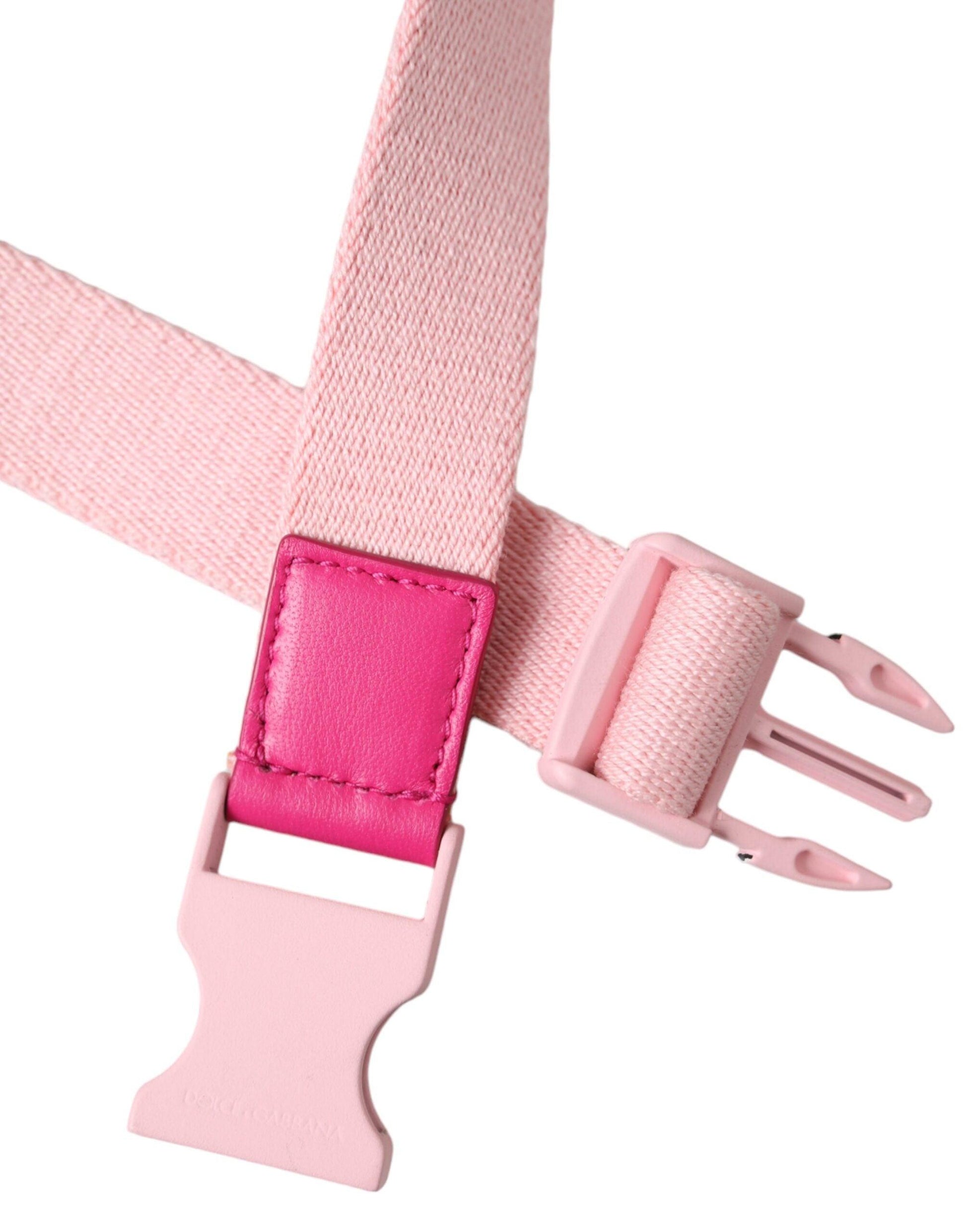 Dolce & Gabbana Pink Canvas Stretch Plastic Buckle Women Belt - Arichezz.store