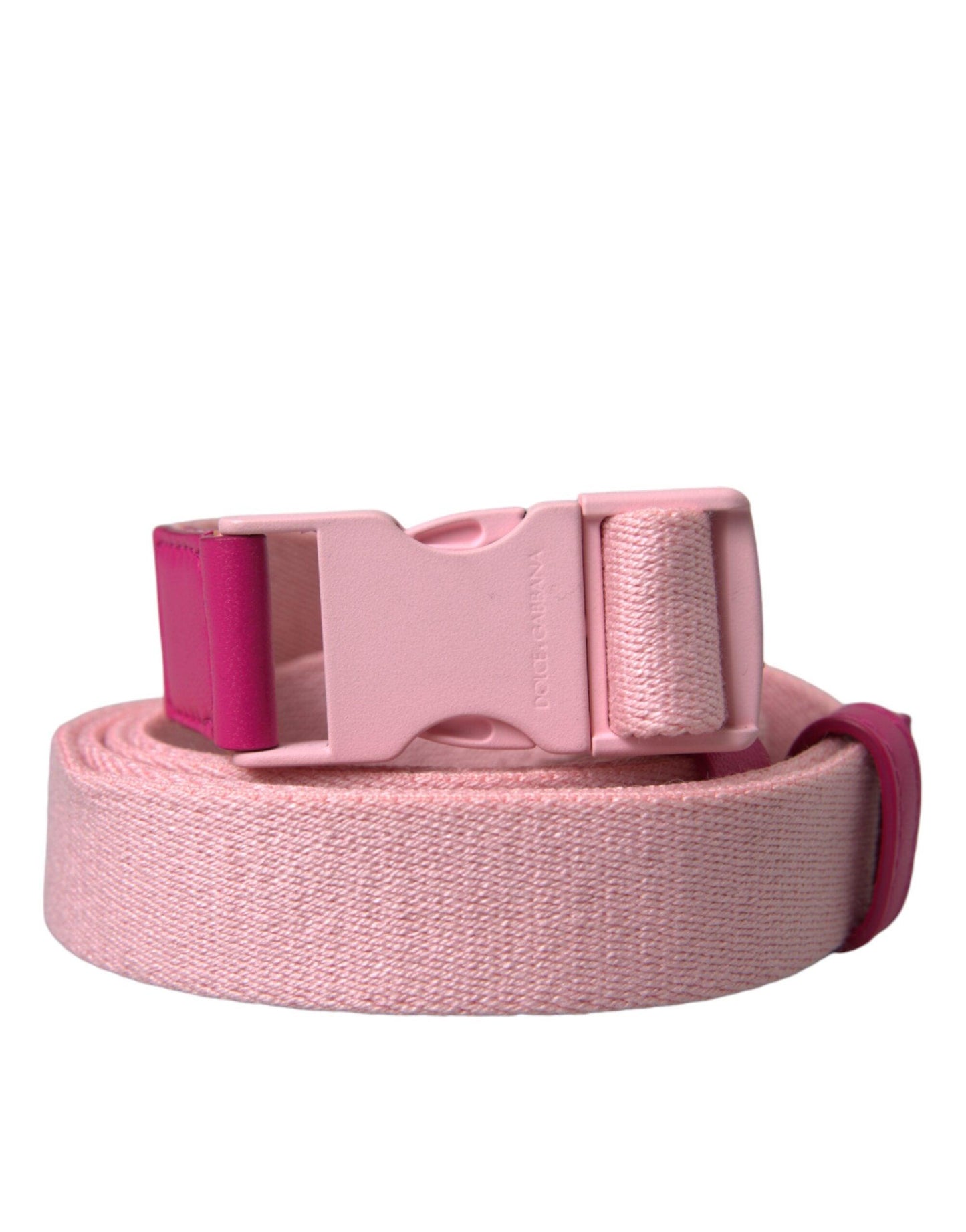 Dolce & Gabbana Pink Canvas Stretch Plastic Buckle Women Belt - Arichezz.store