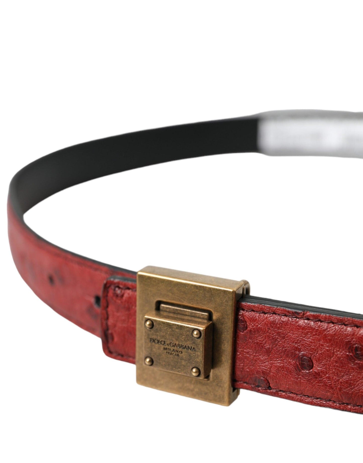 Dolce & Gabbana Brown Leather Square Metal Buckle Belt - Arichezz.store