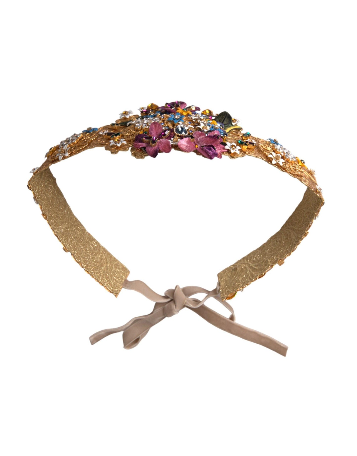 Dolce & Gabbana Multicolor Embellished Floral Crystal Wide Waist Belt - Arichezz.store