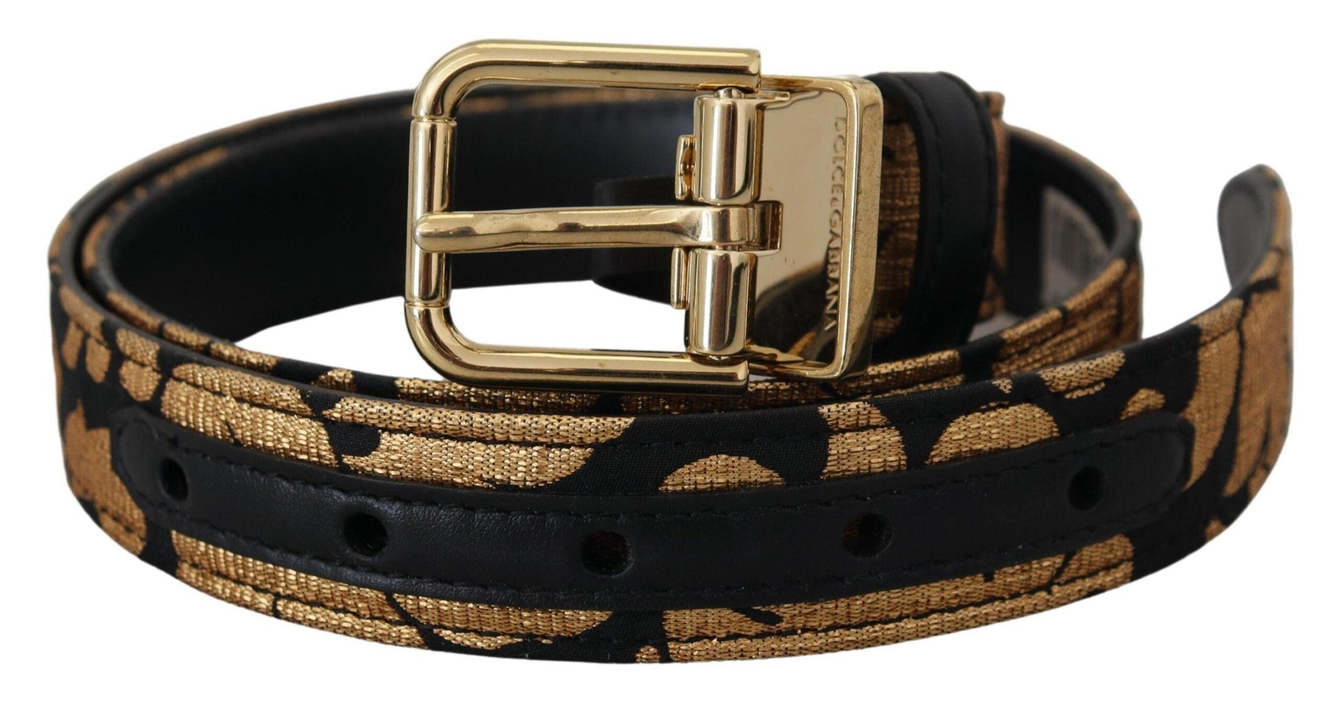 Dolce & Gabbana Multicolor Jacquard Leather Logo Buckle Belt - Arichezz.store