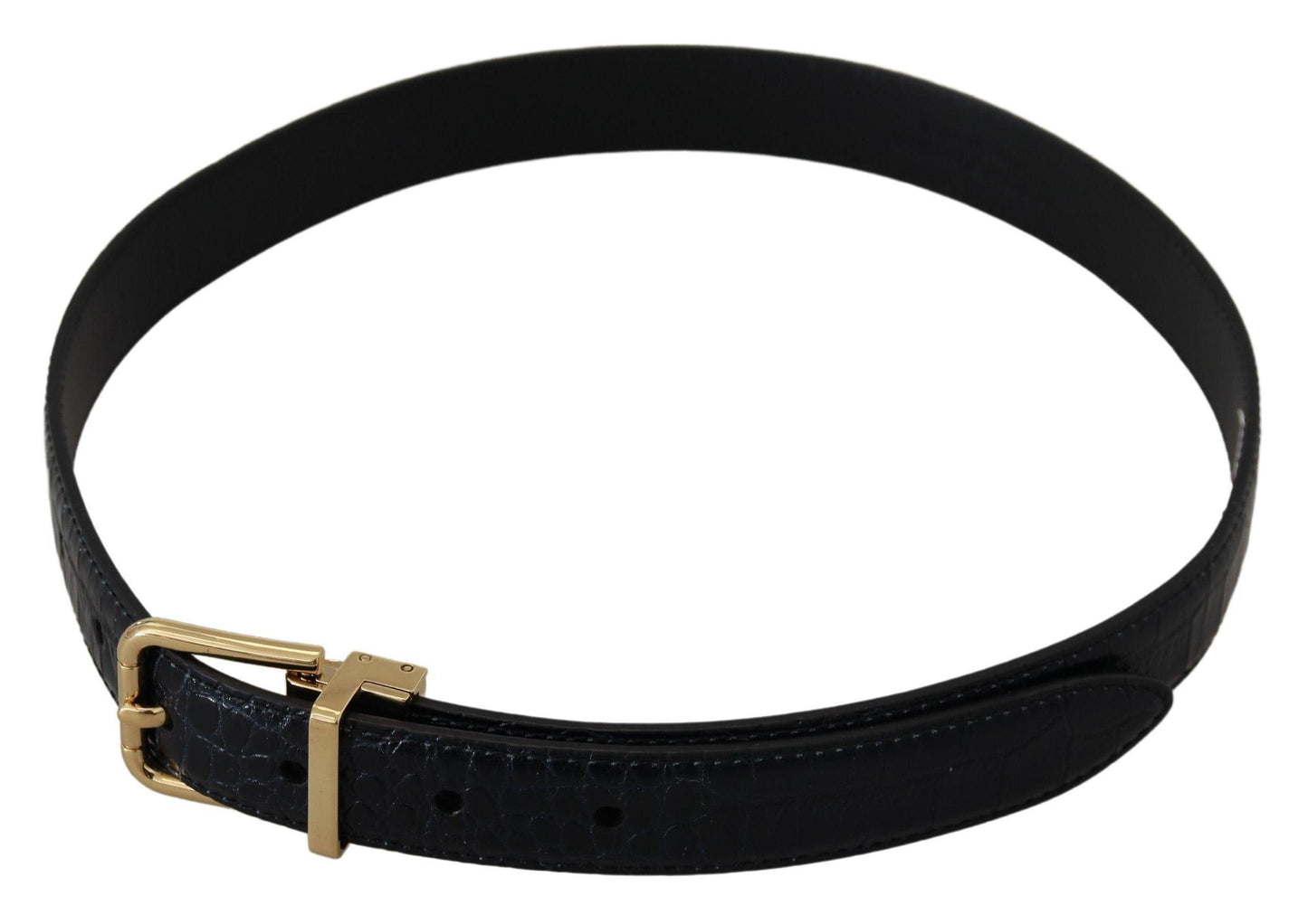 Dolce & Gabbana Black Exotic Leather Gold Metal Buckle Belt - Arichezz.store