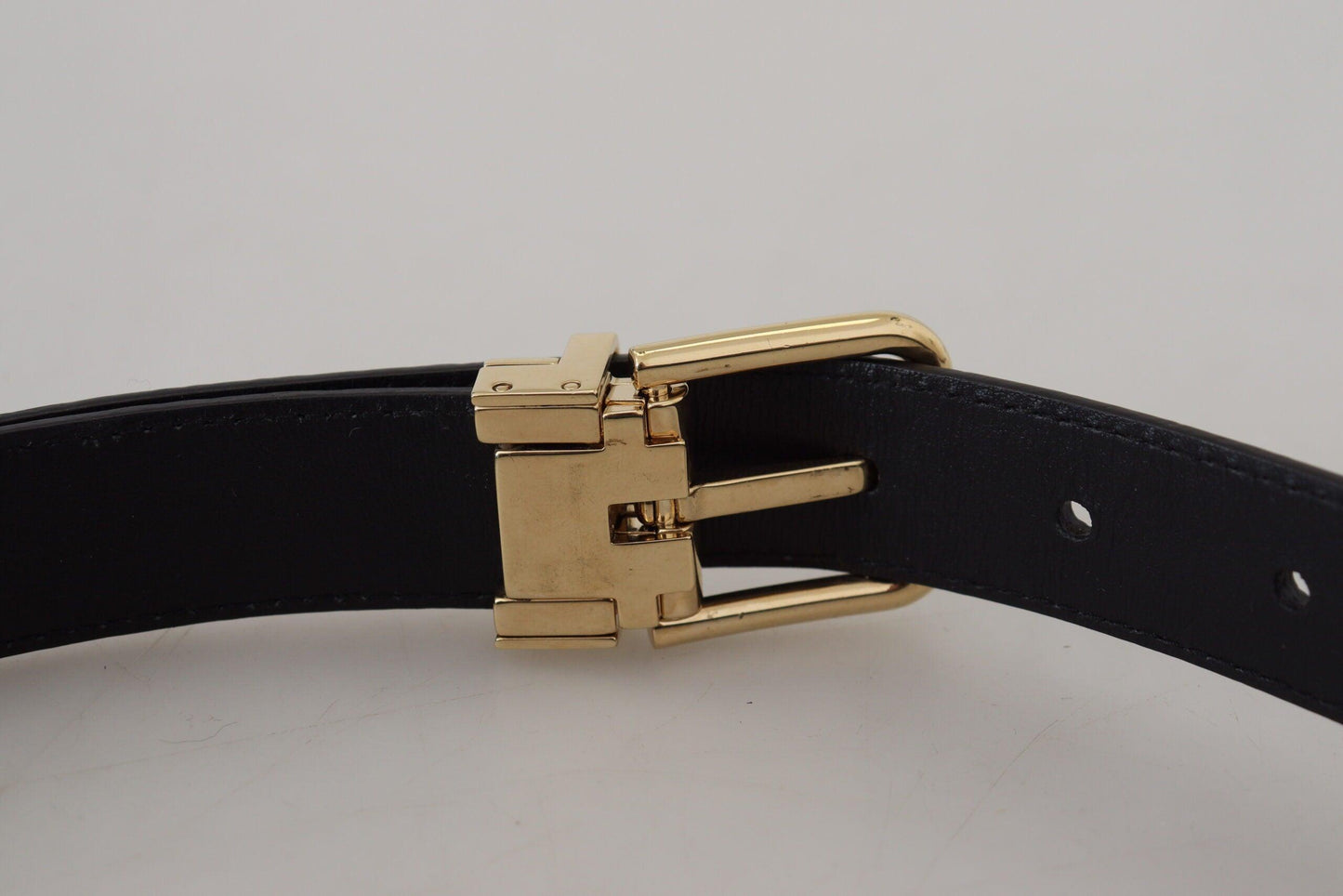 Dolce & Gabbana Black Exotic Leather Gold Metal Buckle Belt - Arichezz.store